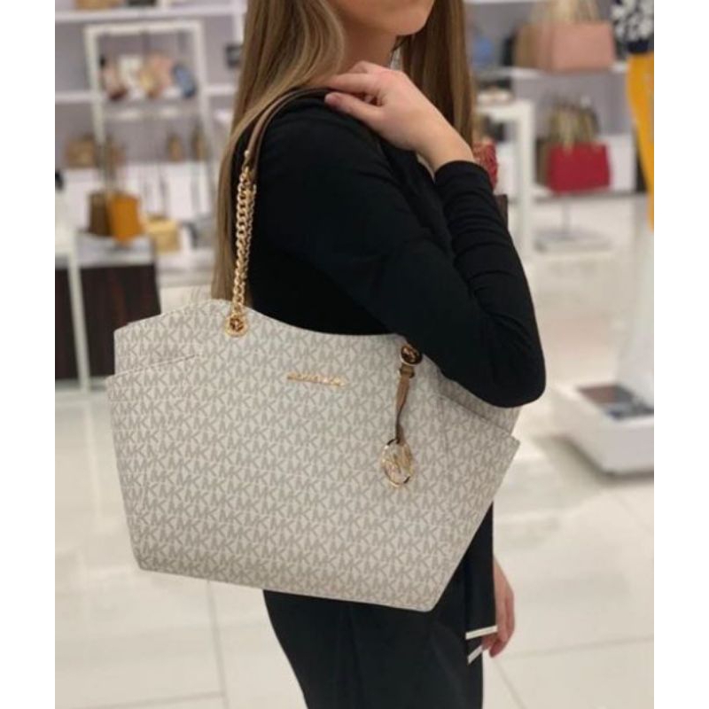 Tas MK jet set travel lg chain shoulder tote 28-40*8.5**24.5