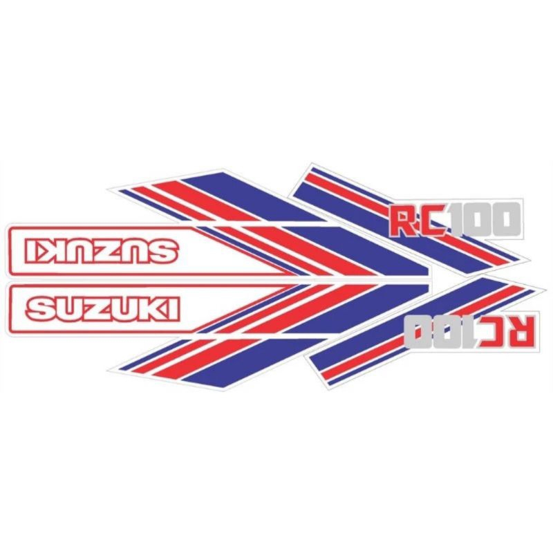 Sticker striping motor suzuki rc 100 biru putih LIS SUZUKI RC 100 biru putih printing cutting tahan 