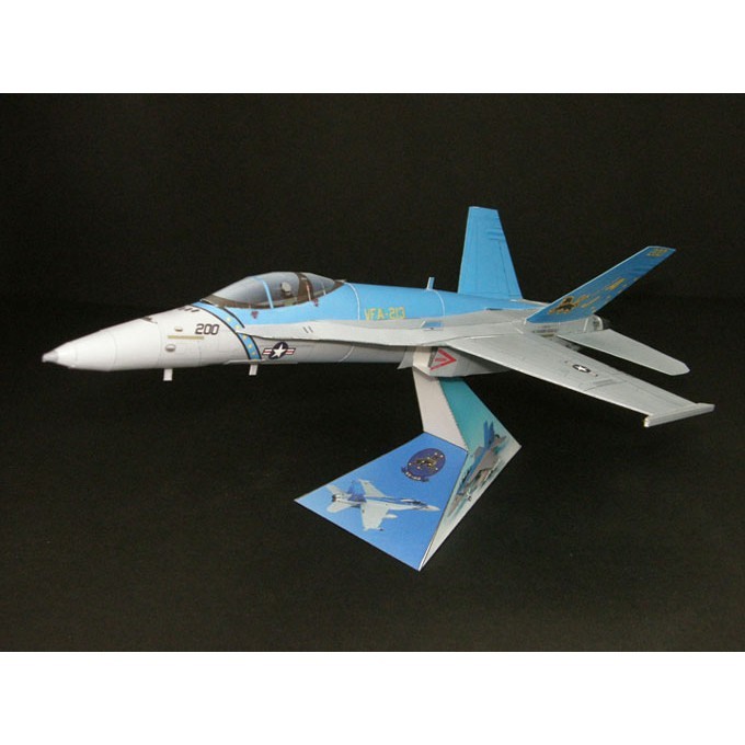DIY  Lembar kertas pola papercraft  pesawat Tempur F18 Black Lion