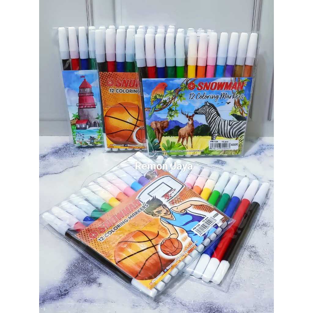 

spidol set 12 warna merek snowman