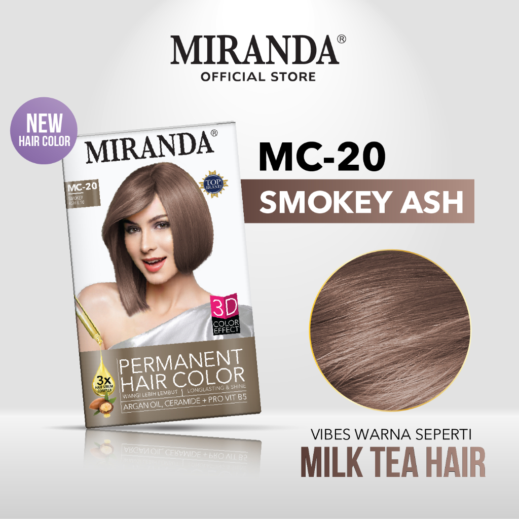 MC20 Smokey Ash Cat Rambut Permanen Miranda Terbaru Hair Color 30ml