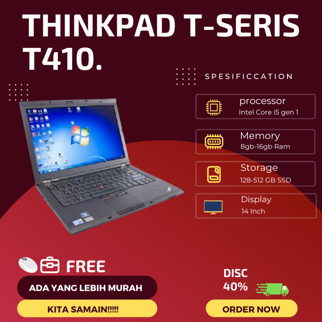 Laptop Lenovo Thinkpad T410, T420, T430,T440s, T450s Core i5/i7 Elegant Slim LIKE NEW