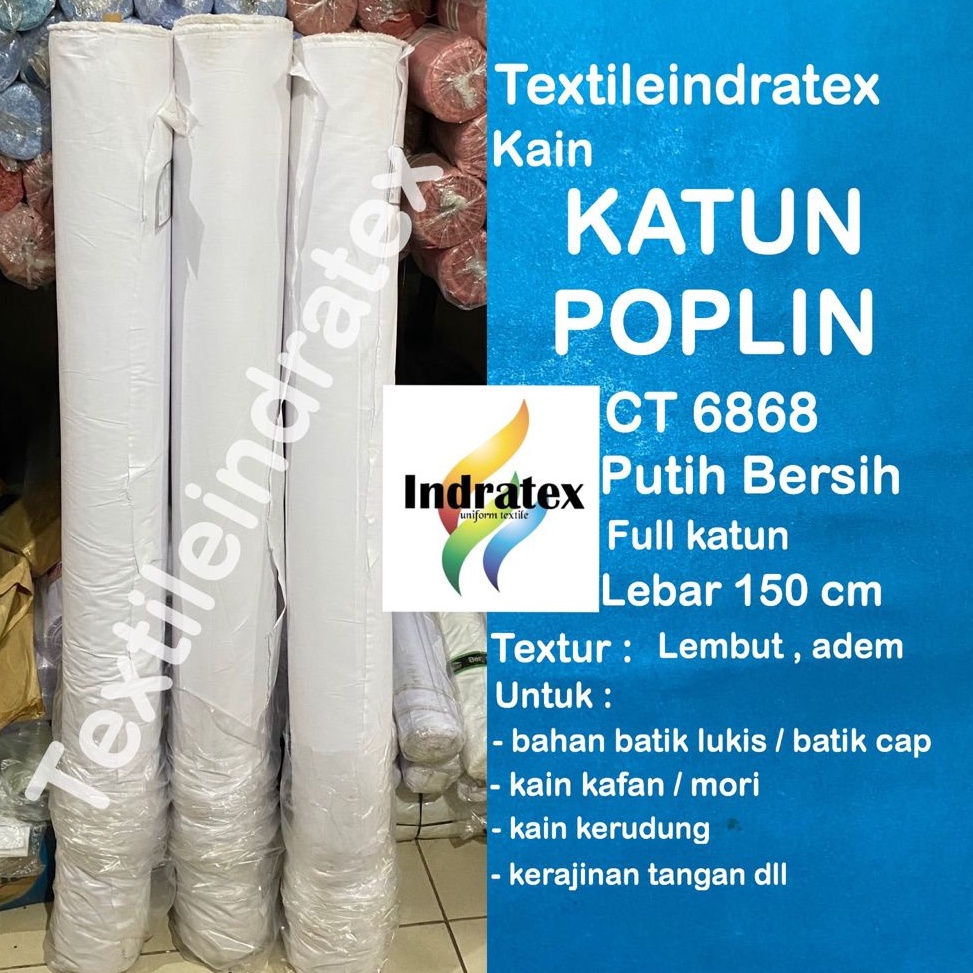 MURAH LEBAY  per setengah meter  kain katun jepang POPLIN full cotton 1  putih meteran Lebar 15 cm b