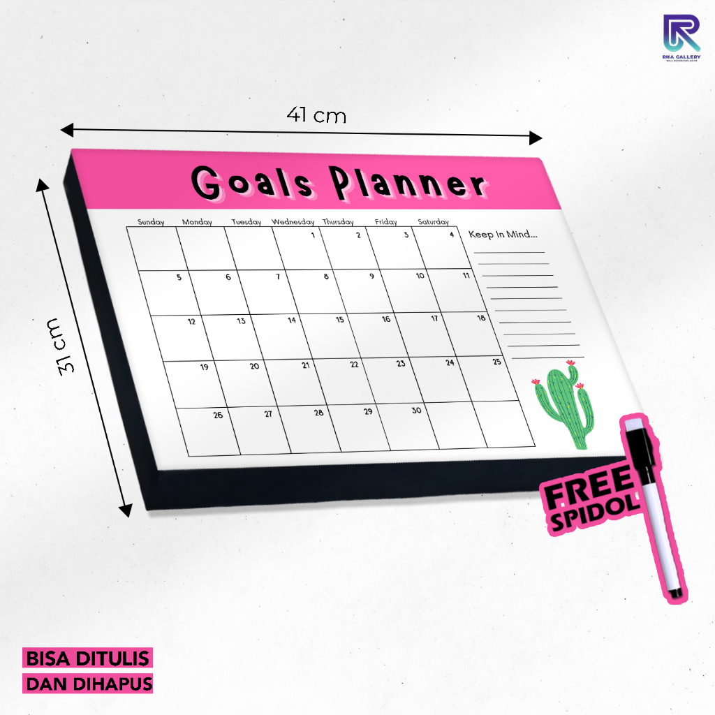 

RHA GALLERY Papan Tulis Goals Planner Aesthetic Planner Schedule Board 31x41 CM