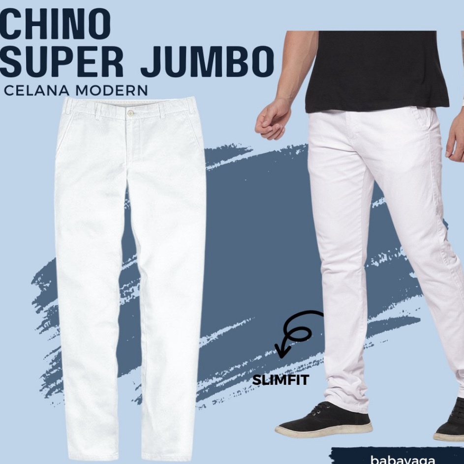 Serba Baru  CELANA CHINO PUTIH SUPER JUMBO PRIA CELANA PANJANG PUTIH PRIA CELANA PANJANG PRIA CELANA