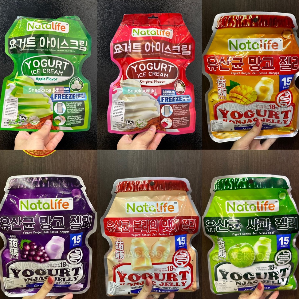 

ORIGINAL NATALIFE YOGURT KONJAC JELLY ORIGINAL APPLE MANGO MANGGA GRAPE YOGURT ICE CREAM ORIGINAL YOGURT ICE CREAM APPLE
