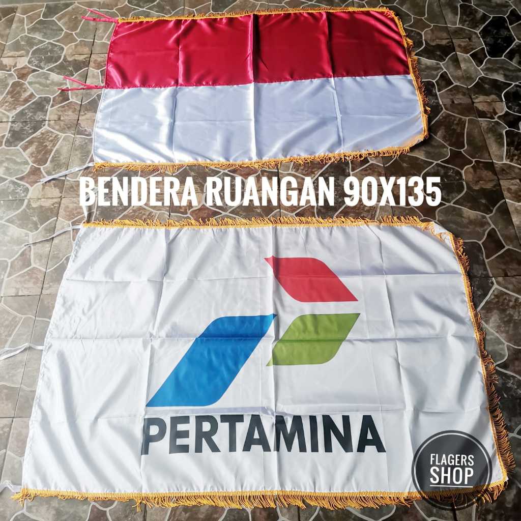 

[PAKET] Bendera Ruangan Indonesia + Pertamina Ukuran 90x135 cm