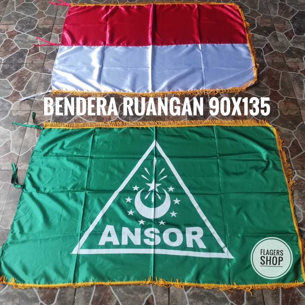 

[PAKET] Bendera Ruangan Indonesia + Ansor Ukuran 90x135 cm