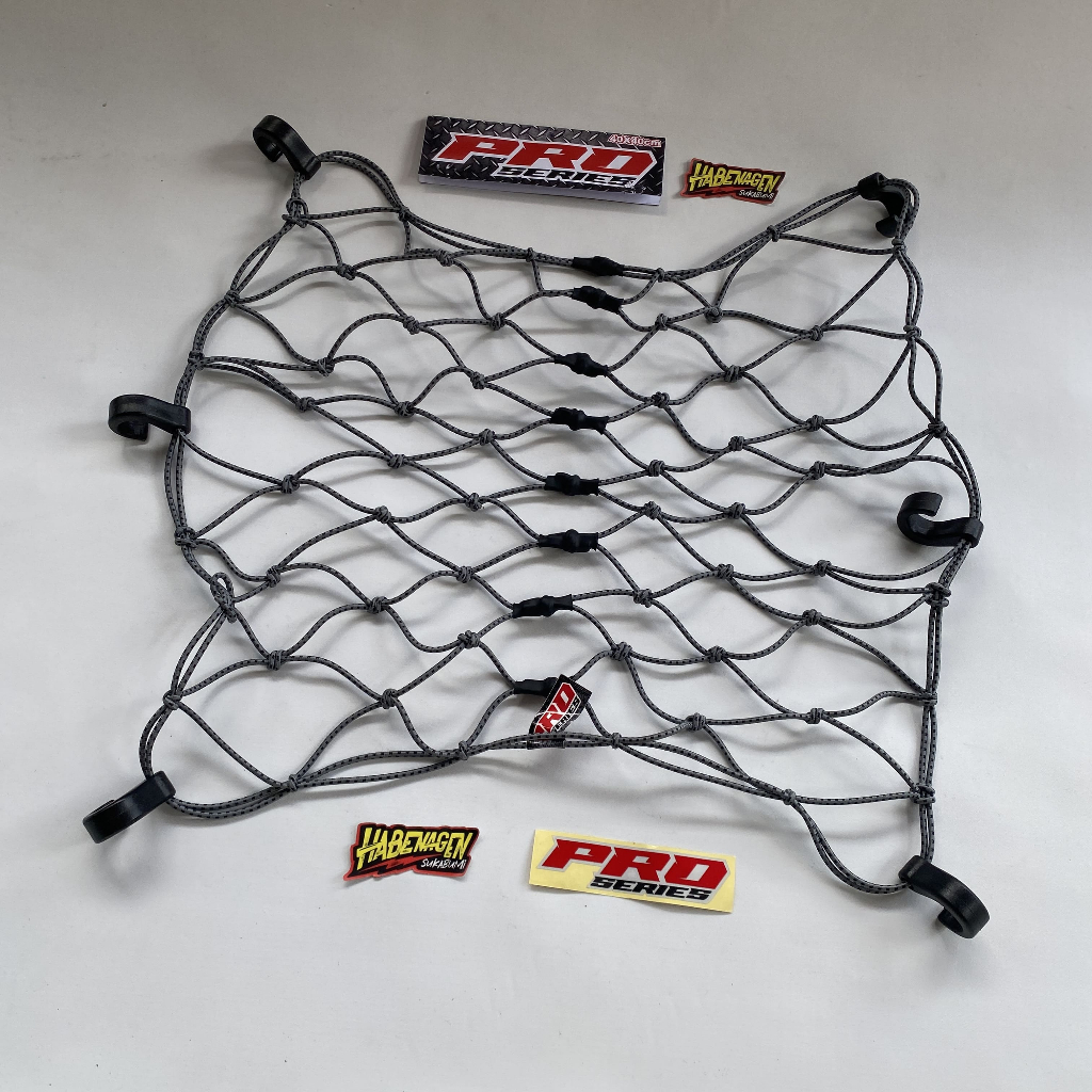 Tali Jaring Proseries Pengikat Ikat Barang Helm Mantel Motor Bagasi Hitam Merah Biru Mininet Besar