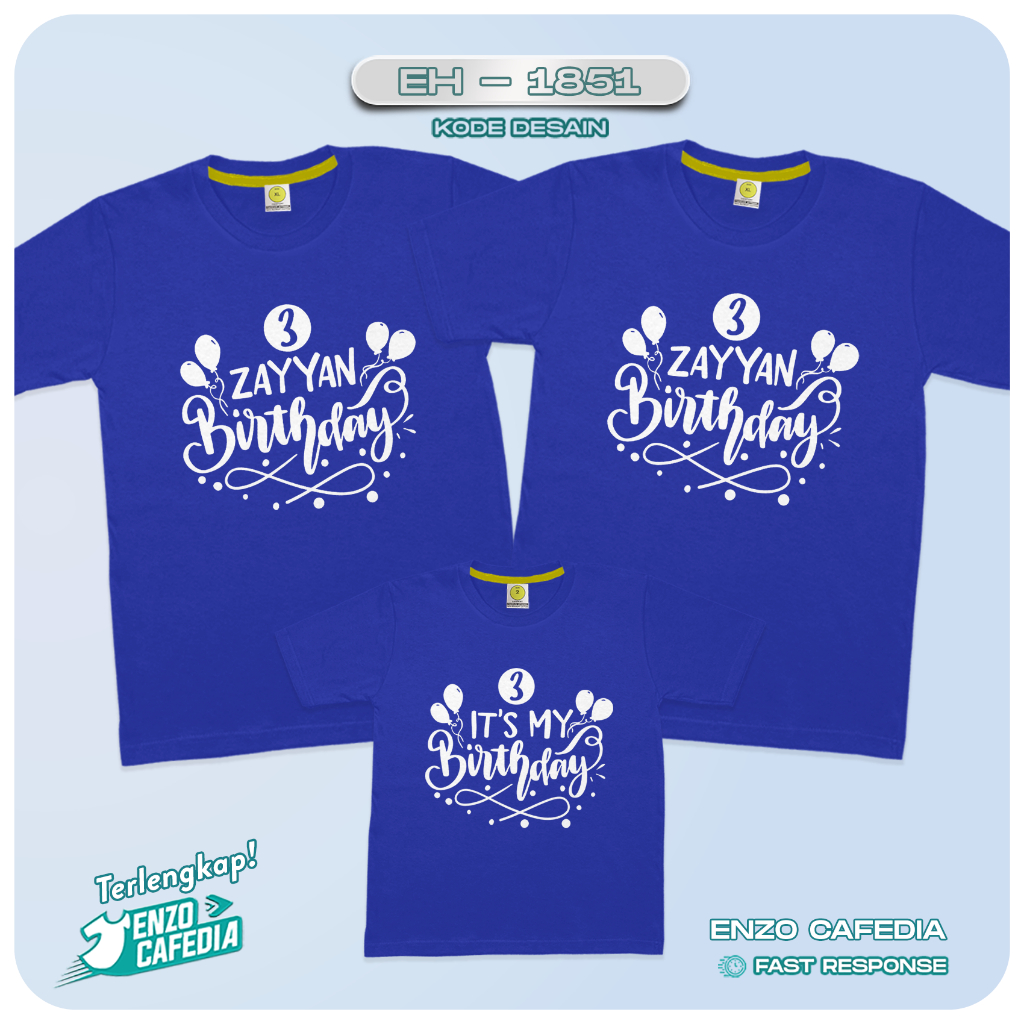 Baju Kaos Couple Keluarga | Kaos Sablon Polyflex Custom Anak & Dewasa | Desain Kaos Tulisan Birthday