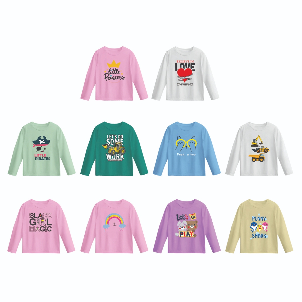 Kaos Anak Lengan Panjang / Baju Distro Anak Laki laki & Perempuan Cotton Combed 24s Unisex Karakter 