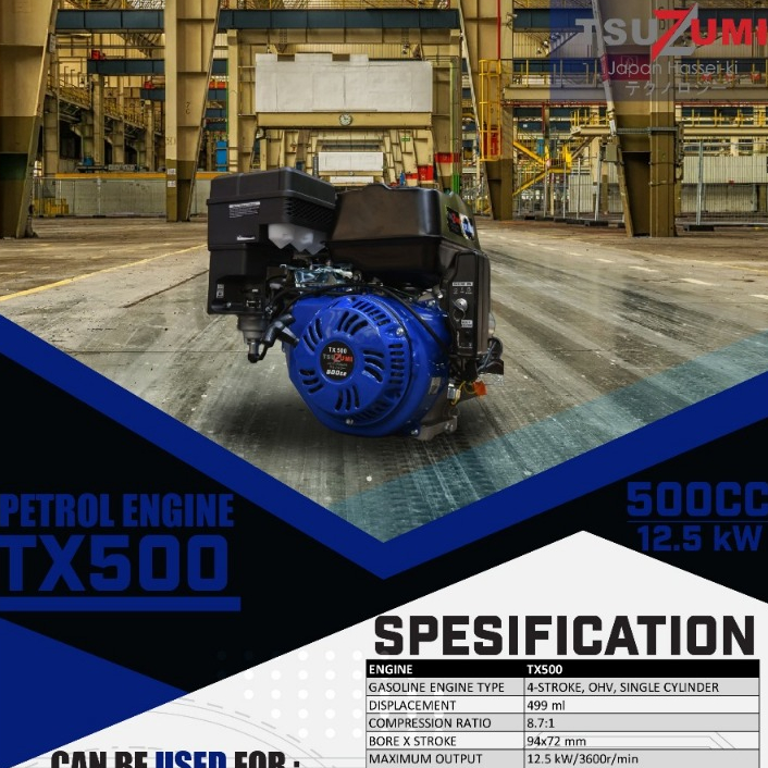 Mesin Penggerak Engine Serbaguna TSUZUMI JAPAN TX500 20 HP Electric Stater Gasoline Engine