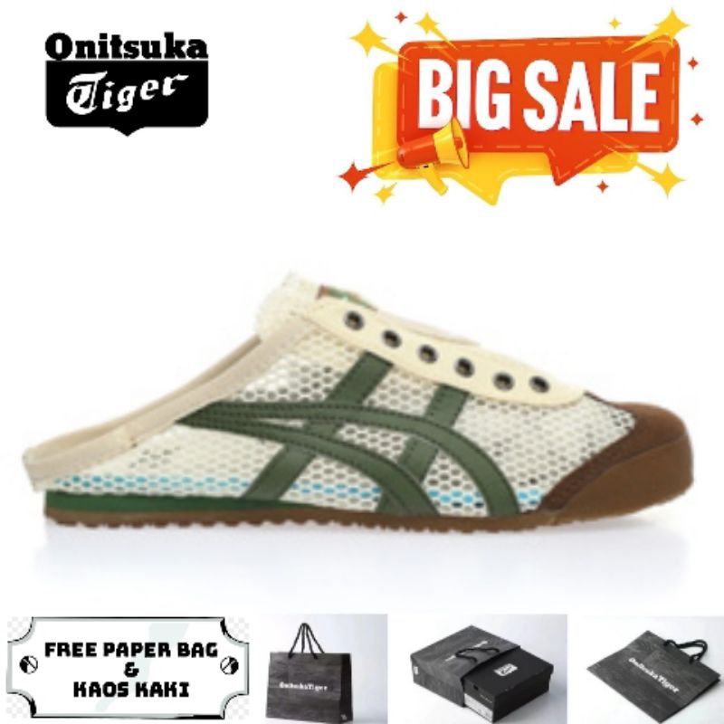 PROMO Sepatu Wanita Onitsuka Tiger Original Sabot Beige Green