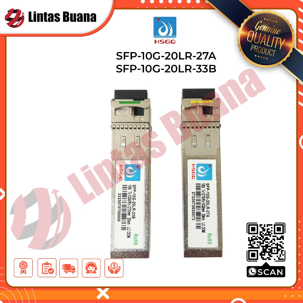 HSGQ SFP 10G 20LR 27A & SFP-10G-20LR-33B 10G Bidi LC 20 km Single mode 1270-1330nm