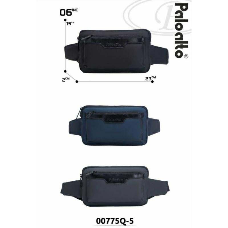 Tas Slempang Pria Original Palo Alto 00775Q-5 Warna Hitam Abu Navy // Tas Slempang Pria Paloalto Wai