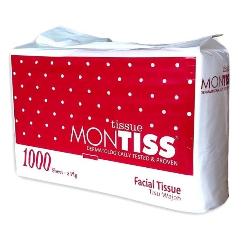 MONTISS 1000 Sheets Facial Tissue Tissu Tisue montis Tisu wajah 1000 sheet 2 Ply 2ply gram