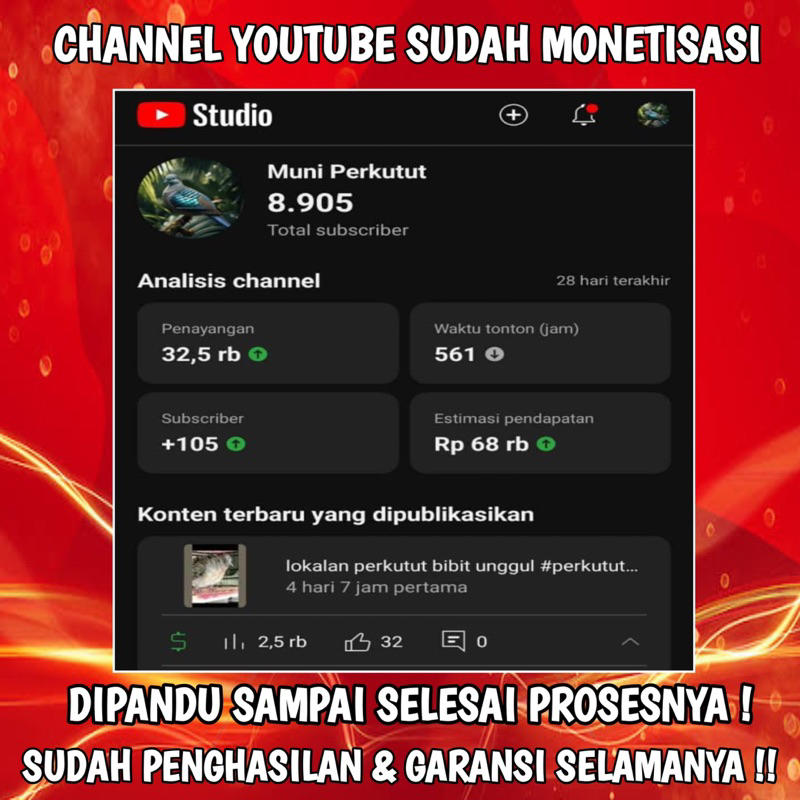 Channel Youtube Fresh Monet Sepaket Adsense