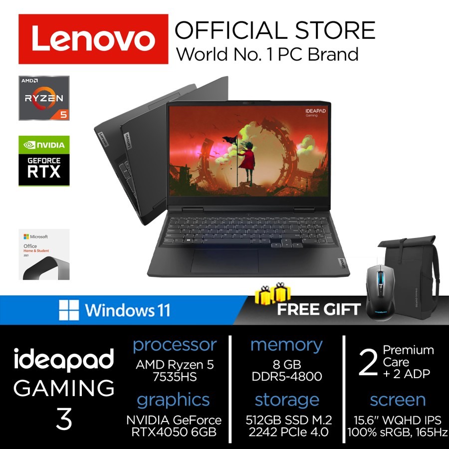 Lenovo IdeaPad Gaming 3 15ARH7 I RTX4050 6GB RYZEN 5 7535HS 8GB 512SSD