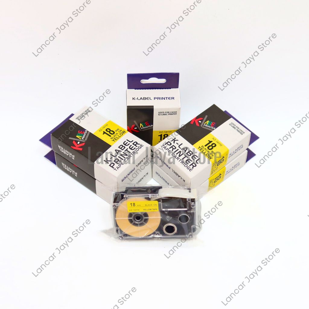 

Printer Label KZ18YW K-Label 18mm Printer Black Ink Yellow KZ-18YW