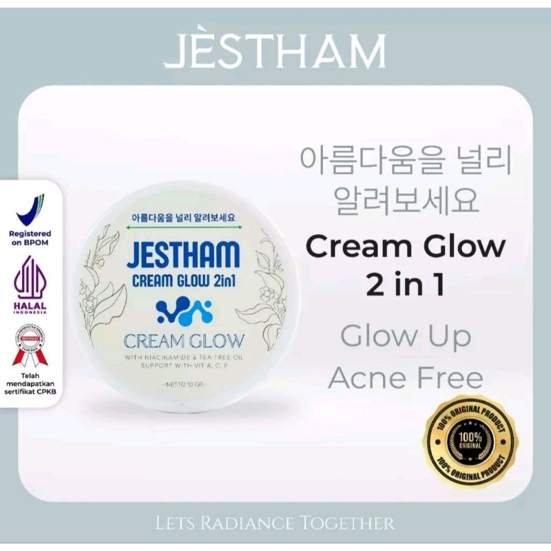 (ORIGINAL) BEST SELLER JESTHAM CREAM KOREA GLOW 2IN1