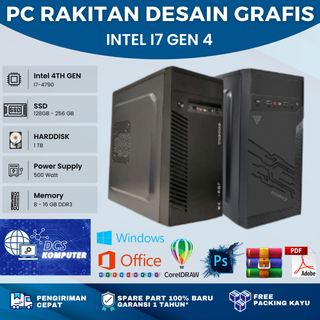 PC KOMPUTER RAKITAN INTEL i7 4790 DESAIN GRAFIS OFFICE CPU