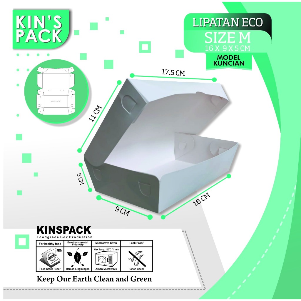 Paper Lunch Box Foodgrade Size M Lipatan Eco