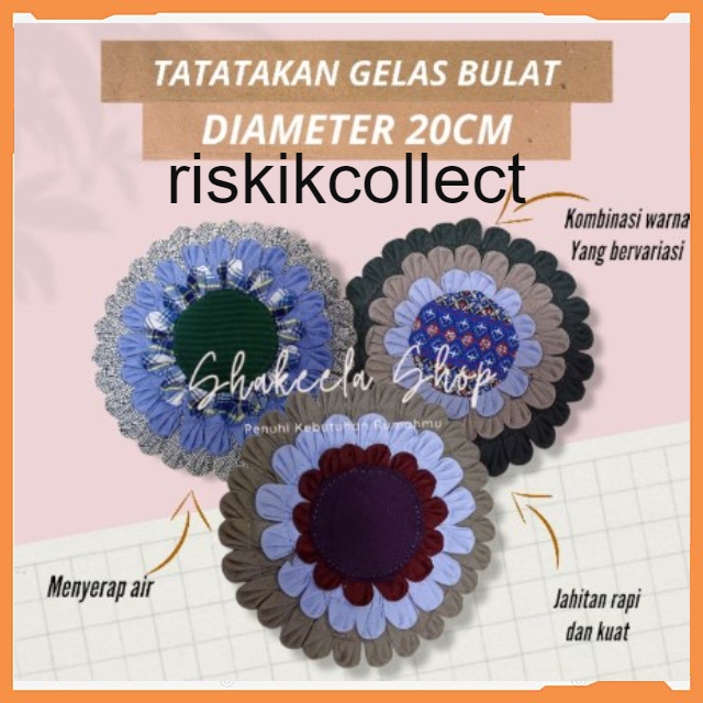 Keset Kain Perca Tatakan Gelas Bulat Paket Hemat Isi 6 Pcs