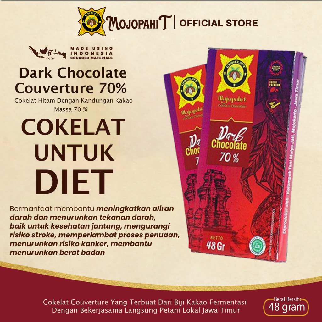 

Cokelat Mojopahit Bar 48 gr | Dark Chocolate 70% | Cokelat Hitam 70 %