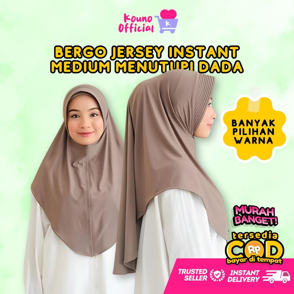 Khimar Jersey Medium Premium Dengan Pet Antem / Hijab Hamidah Instant Panjang Menutupi Dada / Kerudu