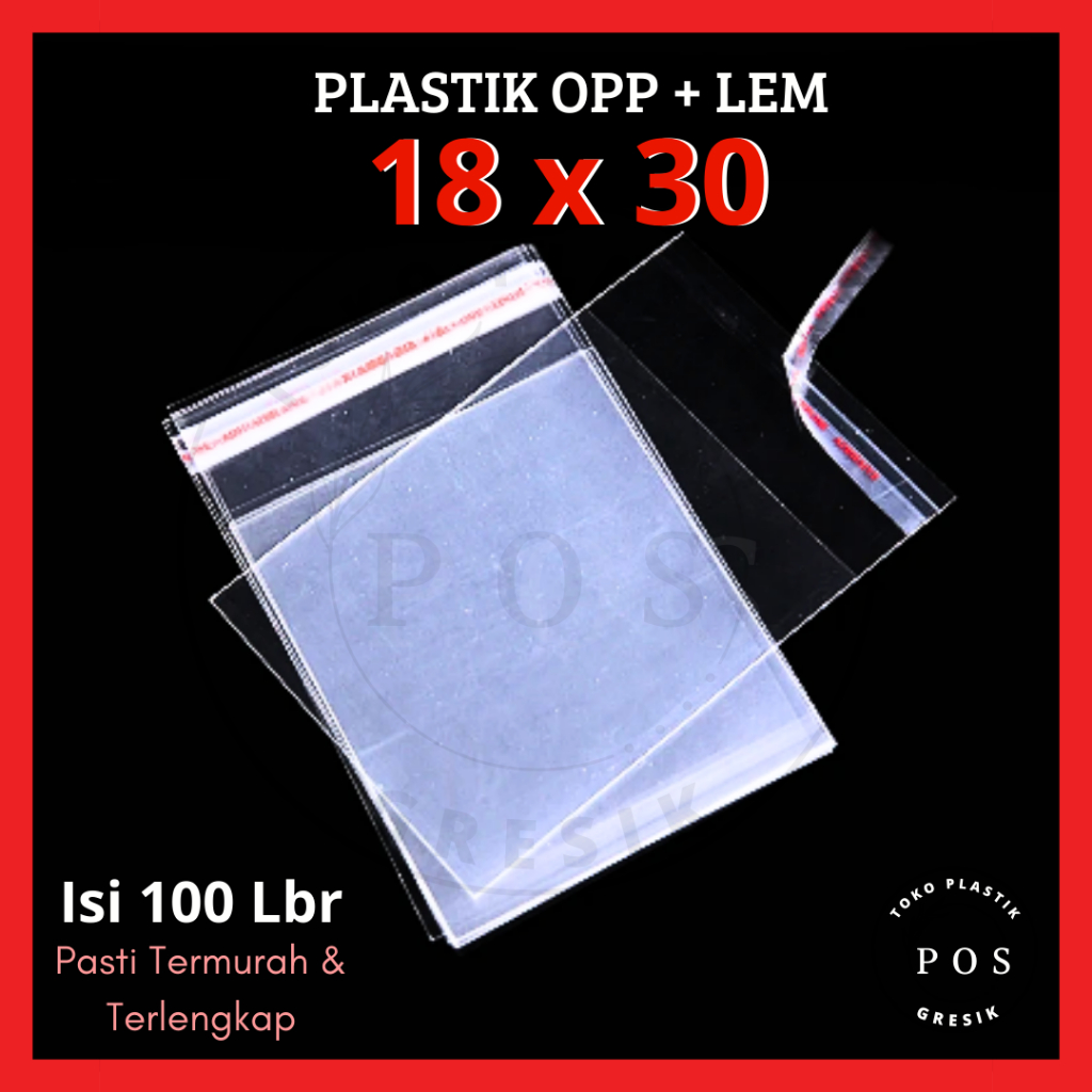 

18 X 30 Plastik Kaca OPP Bening + Seal Kaos, Baju, Celana, Kerudung ISI 100-LBRGR