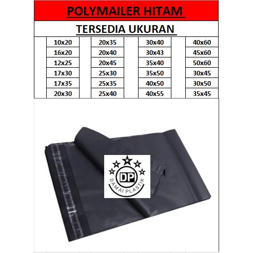 

HJK Plastik Packing Olshop Online Shop ol on Shop Polymailer Warna hitam 30x40 30x50 30x45 32x45