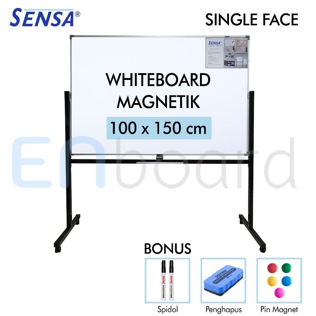 

Papan Tulis Whiteboard / White Board Standing Magnet Single Face Sensa 100 x 150 cm