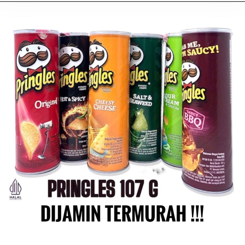 

Pringles 107gr 102gr Potato Chips Keripik Kentang Snack Cemilan Halal Ori