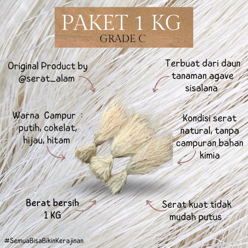 Serat Sisal / Serat Sisalana Agave / Serat Nanas / Agave Sisalana / Bahan Kerajinan Tangan Murah
