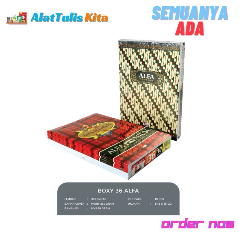 (1 Pack) Buku Kampus/ Buku Besar / Buku Alfa Premium 38 Lembar isi 10 Buku Kwarto Pendek
