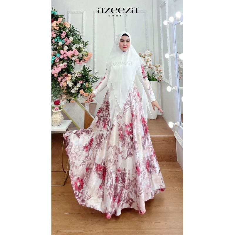 GAMILA SERIES ORIGINAL BY BRAND AZEEZA ORI BUSANA SYARI MUSLIM ARMANY PRINTING KOMBINASI CERUTY BABY