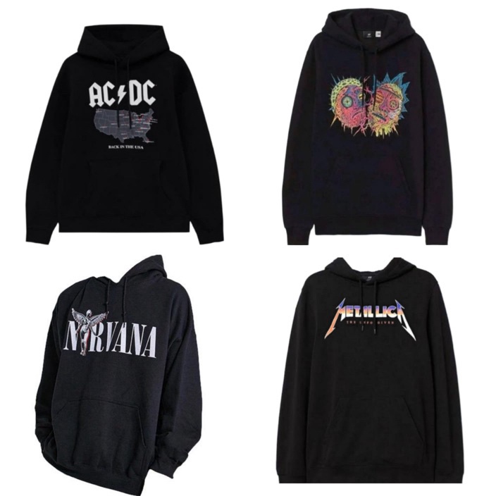DISKON COD HOODIE HM ACDCNirvanaMetallicaRickMortyUnwind