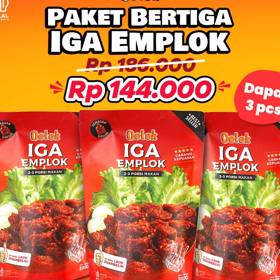 

COD Paket Bertiga Iga Emplok Oelek 3 Pack Iga Emplok Iga Mercon Iga Sambal Oseng Iga