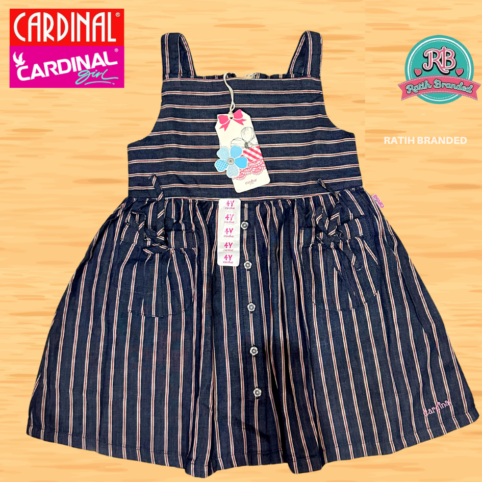 Overall Cardinal Kids Girl motif garis garis full hangtag