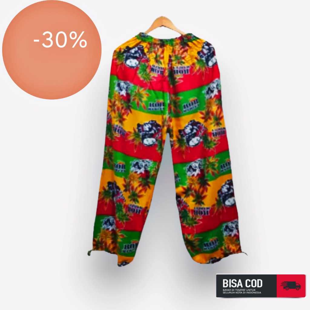 TERLARIS CELANA KULOT MOTIF BOB MARLYE / CELANA KULOT BAHAN KATUN / CELANA BOB MARLEY