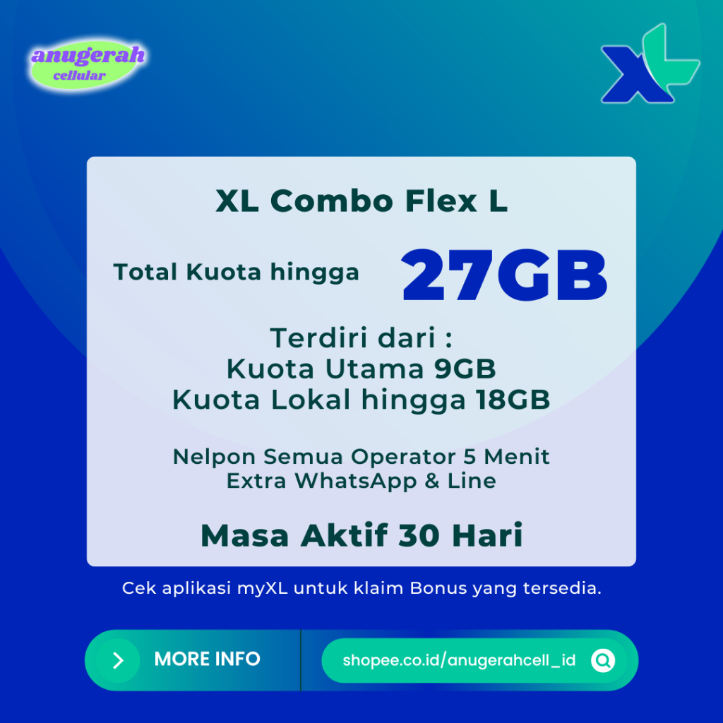 XL XTRA COMBO FLEX (L) 27GB 30 HARI