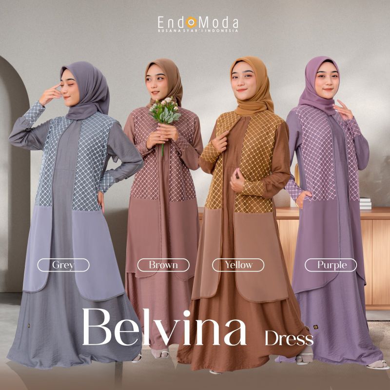 Endomoda Belvina ORI gamis dress katun crincle mix brokat