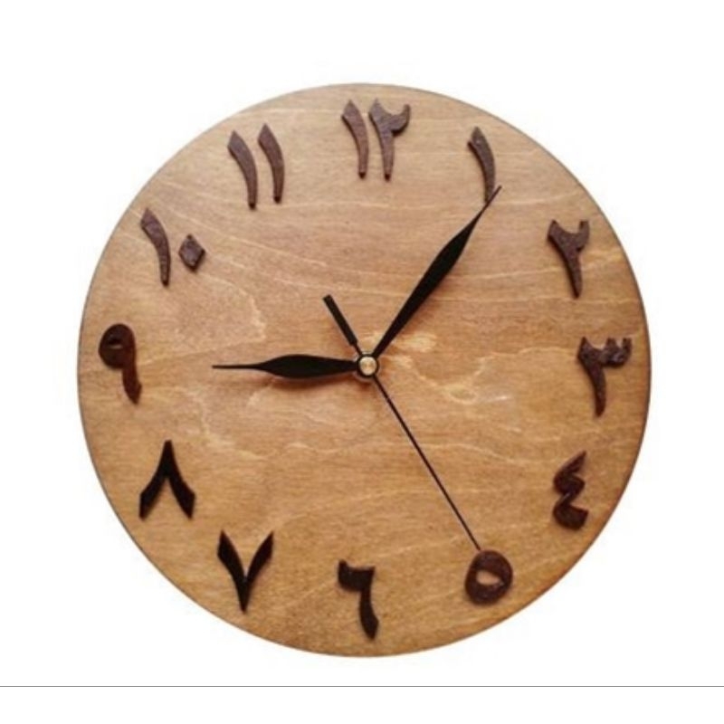 Jam Dinding Angka Arab Unik Kayu Jati