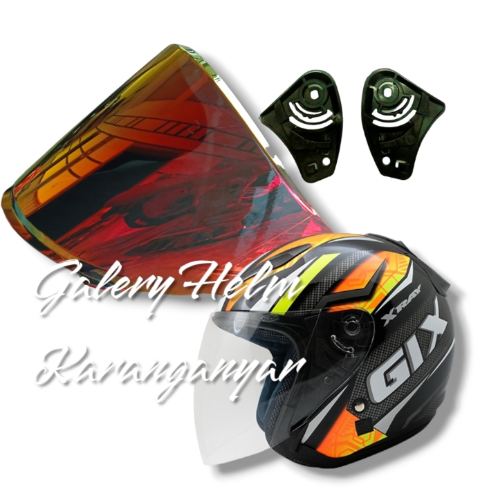 (TM1) Kaca Flat Visor GIX XRAY + Rachet all Varian Warna Visor Kaca helm GIX X-Ray redbull