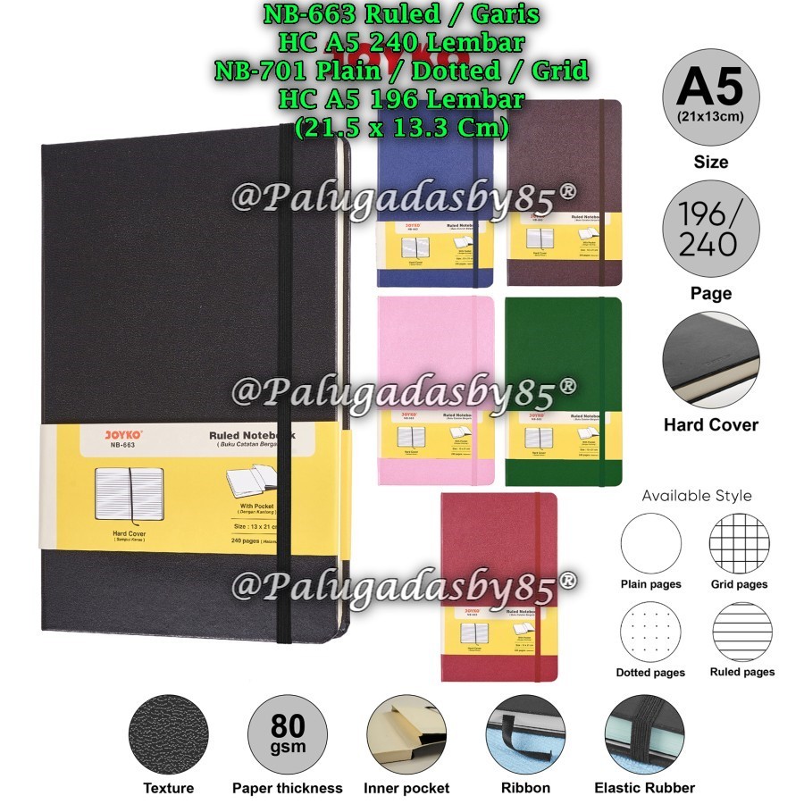 

(1 Biji) Agenda Tali JOYKO NB-663 NB-701 NB-702 NB-703 A5 21.5 x 13.3 / Notebook Buku Tulis Catatan Diary Agenda Joyko Hard Cover / Notebook Joyko NB 663 / Joyko NB663