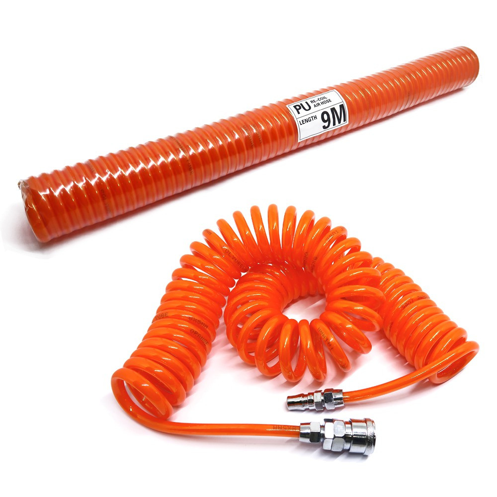 Recoil Hose/Selang Angin Kompresor/Selang Spiral 6 Meter, 9 Meter, 12 Meter (Oren)