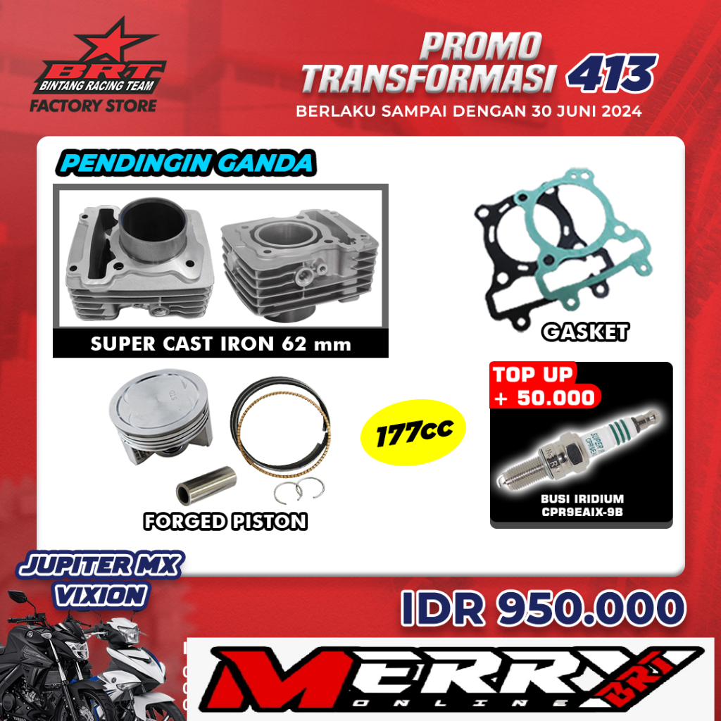 Paket Bore Up BRT Blok Double Cooler Mx New  Mx King Vixion R15