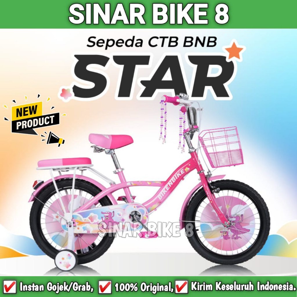Sepeda Anak Perempuan Ukuran 16 Inch BNB STAR Keranjang