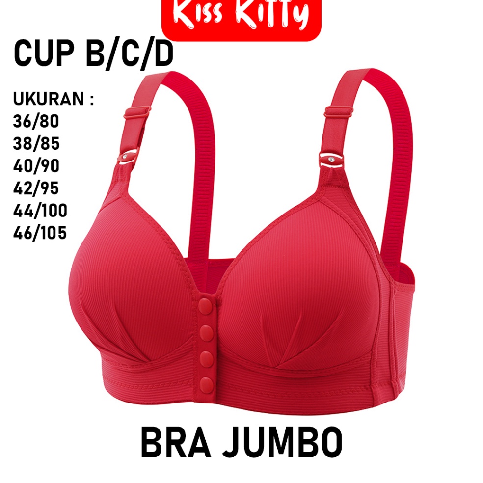 COD TERMURAH Bra Jumbo Kait Depan BH Menyusui Big Size Wanita Tanpa Kawat Ukuran Besar Kancing