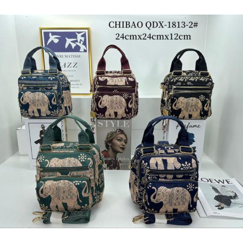 Tas chibao wanita 3 in 1 motif gajah import kode 1813